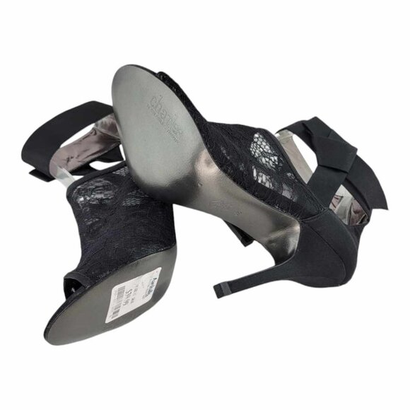 NEW Charles David Black Sateen Bow and Mesh Heels Sz 6.5 - Picture 10 of 10
